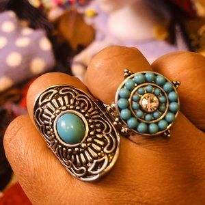 TURQUOISE STRETCHY RING SET